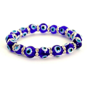 Pulsera de cristal hecha a mano con gema de ojo malvado, cuentas curativas de piedra con abalorio - Product Image 3