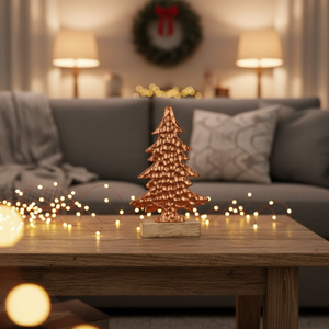 Elegante Adorno Navideño Artesanal para Árbol de Navidad |   Adorno Decorativo Festivo de Metal de Aluminio Recubierto de Cobre para Mesa y Estante - Product Image 1