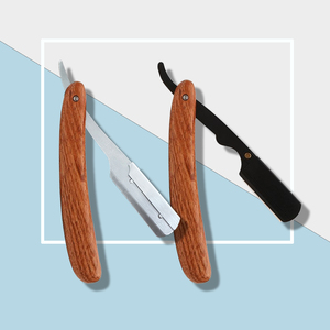 Maquinilla de afeitar recta de peluquero de acero inoxidable de alta calidad para afeitar maquinilla de afeitar con mango de madera de un solo borde - Product Image 2