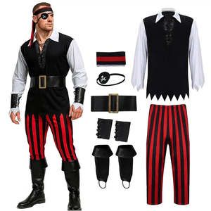 Costume de pirate pour homme pour Halloween, ensemble de vêtements et d'accessoires de déguisement de personnages - Product Image 1