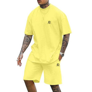 100% Cotton Summer Sports <b>Shorts</b> <b>Set</b> for <b>Men</b> 300g Heavyweight Plain T shirt & <b>Shorts</b> Custom Twins Casual XL Size Track Suits - Product Image 4