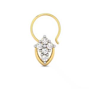 Customized Design Real Diamond Cluster <b>Nose</b> Pin in 14k Yellow <b>Gold</b> Nise Stud for Girls - Product Image 1