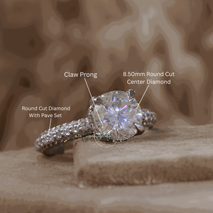 2,50 CT corte redondo diamante oculto Halo con acento estilo garra conjunto anillo de bodas - Product Image 2