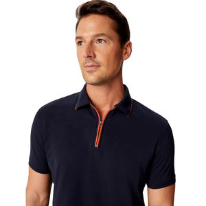 Polos con cremallera de alta calidad para hombre, camiseta de secado rápido con estampado de logotipo personalizado, Polo liso transpirable - Product Image 5