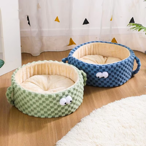 Cama cálida de felpa para mascotas con cubierta lavable extraíble, cama redonda antideslizante para gatos, Casa Bonita en forma de taza, cama para cachorros de invierno y otoño - Product Image 5