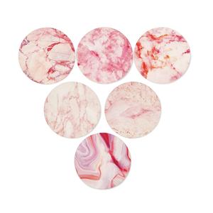 Sous-verres ronds en bambou et marbre de style classique personnalisables, ensemble de sous-verres de qualité supérieure pour boissons - Product Image 1