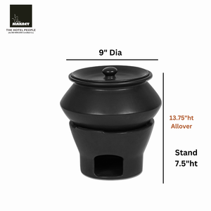 MAKREY CB75 Extra Large 12L Céramique Banquet Chaffing Flat Heatproof Couvercle Metal Stand Handi Set Hotel Restaurant Catering Services - Product Image 2