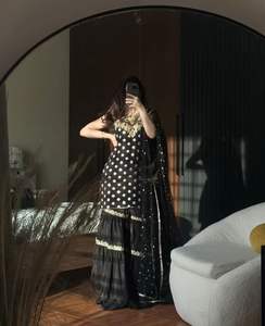 Fabzone Kurta Palazzo para Mujer, Bordado, Georgette Pesado, Inspirado en la Actriz de Bollywood Kangana, Ropa de Fiesta, Fabzone Sharara - Product Image 6