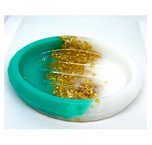 Porte-savon en résine couleur or vert feuille d'or de qualité supérieure nouveau porte-savon en résine personnalisé - Product Image 5