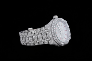 Reloj estilo Hip Hop para hombre Iced Out con diamantes de moissanita VVS Clarity caja de acero inoxidable banda de oro blanco esfera analógica de cristal - Product Image 5