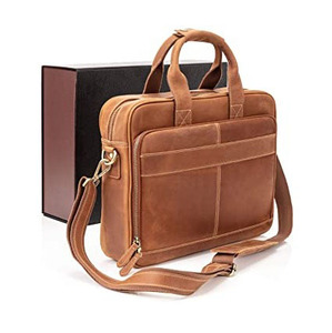 2025 Black Polished Genuine Leather Eco-Friendly Laptop Handbags Cross Body Shoulder <b>Bag</b> Customized Color <b>Bags</b> Wholesale - Product Image 3