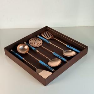 Top Quality Durable <b>Copper</b> Finish Stainless Steel with Resin Handle and Box <b>Kitchen</b> Wares Set Cooking Tool Utensil - Product Image 5