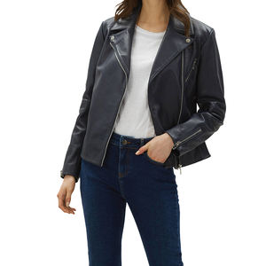 Abrigos de moto de cuero de aspecto creativo de ajuste Regular informal para mujer, detalles de trabajo para mujer, chaqueta a prueba de agua de cuero de vaca Natural - Product Image 3