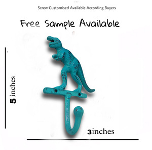 Bleu T Rex Vintage en détresse couleur dinosaure mur manteau et chapeau crochets porte-clés cintre très pas cher prix de gros disponible - Product Image 3