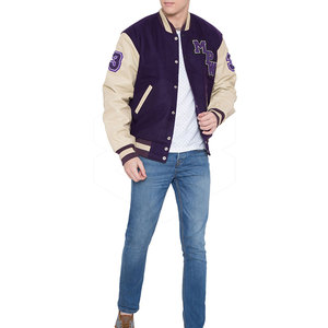 Chaqueta Varsity de Lana con Logotipo y Diseño Personalizados, Mangas de Cuero, Cuello Alto de Alta Calidad y Diseño Frontal - Product Image 5