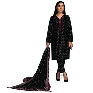 Penjualan laris gaun wanita gaya Pakistan baru elegan siap dibuat Shalwar Kameez Pakistan bordir