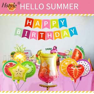 Hstyle Hawaiian Hello Summer Luau Party Supplies Decoraciones de cumpleaños Incluye cartel de cumpleaños Coco Tree Fruit Party Globos - Product Image 3