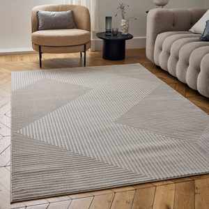 Juego de Alfombras de Área con Patrón Geométrico en Beige-Crema Carmel, Colección 6050 - Product Image 3
