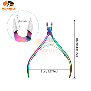 Cortadora de cutículas de uñas profesional de acero inoxidable, pinza de cutículas multicolor arcoíris con removedor de cuchillas puntiagudas para uso con los dedos - Product Image 2