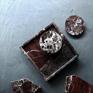 Posavasos de Mármol Rojo Cereza Rosso Levanto, Juego de Posavasos de Piedra Natural para Bebidas - Product Image 4