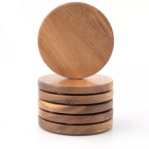 Juego de Posavasos de Madera Rústica para Té, Posavasos para Bebidas para el Hogar, Hotel, Restaurante, Vajilla, Mesa, Forma Redonda, Alfombrillas y Protectores - Product Image 1