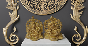Diseño moderno Ganesh y Laxmi estatua de latón hecha a mano escultura religiosa india para boda y Diwali - Product Image 3
