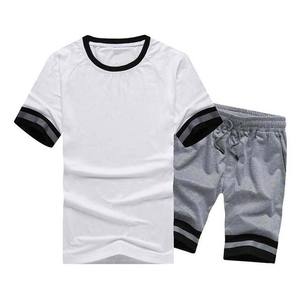 Producto en Oferta, Nuevo Conjunto de Verano para Hombre, Camiseta de Manga Corta y Pantalones Cortos, Conjunto de Dos Piezas en Color de Contraste para Adultos, OEM - Product Image 1