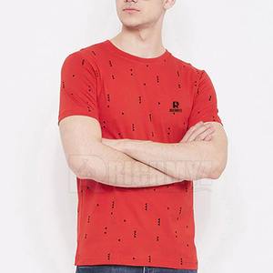 T-shirts pour hommes en coton 100% à manches courtes, couleur rouge, motif uni, décontractés, impression sérigraphique avec design personnalisé, t-shirts pour hommes - Product Image 4