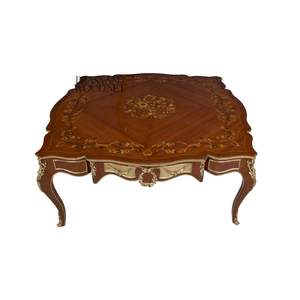 Mesa de Centro Cuadrada de Lujo con Incrustaciones de Marquetería Hechas a Mano y Detalles en Latón para una Decoración Elegante de la Sala de Estar - Product Image 1