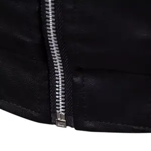 Chaqueta de Cuero Estilo Bomber Vintage para Hombre, Invierno, Formal, Desgastada, Piel de Oveja Decolorada, Cuello Alto, Lona - Product Image 6