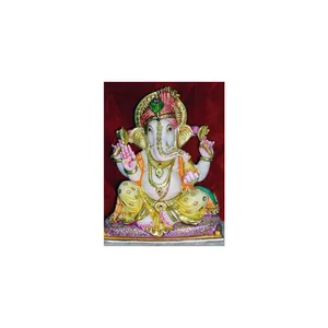 Estatua de mármol blanco del Dios indio Ganesh Ji, estatua de mármol hecha a mano, uso para adoración en la decoración del hogar y la tienda - Product Image 1