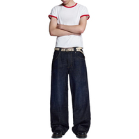 Streetwear décontracté hommes Baggy Jeans pantalon jambe droite Jeans hommes léger lavé coton polyamide jambe large Jeans
