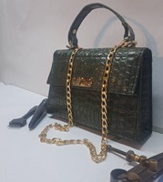 Sac à main bandoulière de luxe en cuir d'alligator plaqué crocodile Anwar Enterprises, vente en gros pure, mode féminine