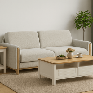 Modern Minimalist Fabric <b>Sofa</b> with Solid <b>Wood</b> <b>Frame</b> Comfortable 2-Seater L-Shape Ergonomic Upholstered Furniture Padded Arms - Product Image 2