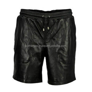 Pantalones cortos de cuero para hombre de alta calidad personalizados a granel, transpirables, cordón elástico, servicio OEM multibolsillo para uso de moda y entrenamiento - Product Image 1