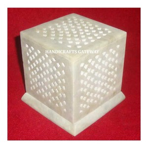 Indian Importer and Exporter Handmade Natural Soapstone Carving <b>Candle</b> Stand Holder With Best Quality <b>Square</b> Shape Home Decor - Product Image 1