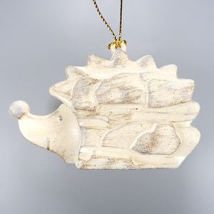 Decoración navideña de Año Nuevo, pintura de madera marrón imitada, adorno de erizo 3D Acrílico - Product Image 3