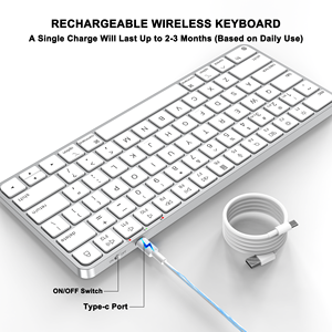 78-Key Có Thể Sạc Lại Cho Bluetooth 2.4G USB Dual-Kênh Không Dây Máy Tính Bàn Phím Nhựa Cắt Kéo Cho Đa-Thiết Bị Kết Nối - Product Image 4