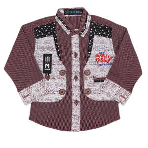 Boys Full Sleeves Casual <b>Shirt</b> - Maroon - Product Image 2