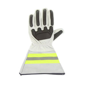 Guantes de impacto de cuero blanco y negro TPR Guantes de seguridad de piel de vaca anticorte para soldar - Product Image 1
