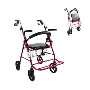 Mobiclinic Bordeaux Colón 4-Wheel <b>Folding</b> Aluminum <b>Walker</b> with Brakes on Handles Seat and Backrest - Product Image 4