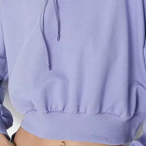 À la mode femmes décontracté haut court à capuche léger recadrée pull sweat coupe décontractée pour un usage hivernal quotidien teint en plaine - Product Image 6