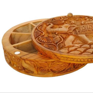 Boîte à épices en bois sculptée à la main avec poignée en laiton assaisonnement multi-usage et stockage d'herbes à bas prix - Product Image 1