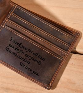 Portefeuille ouvert vintage unisexe en cuir de vache véritable de haute qualité, gravé sur mesure, cadeau pour le 3ème anniversaire, pour elle, LW-0053 - Product Image 4
