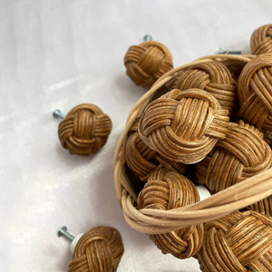 Tiradores de puerta de ratán para armario de cocina tirador de cajón de lujo juego de pomo de armario natural - Product Image 3