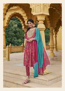 Good Quality Indian Ethnic Clothing New Fancy Naira Cut <b>Kurti</b> With Pant & Fancy Dupatta Women Wear Wholesaler From India 2024 - Product Image 6