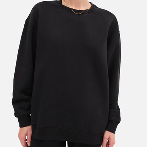 Jersey de cuello redondo para mujer, sudadera de LICRA de algodón de invierno con bordado sólido para mujer - Product Image 1