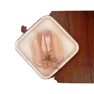 Assiettes jetables en bambou, produits de feuilles d'areca | Plats écologiques en feuille de palmier areca Assiettes jetables en feuille de palmier - Product Image 1