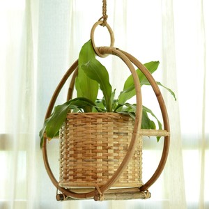 Panier porte-jardinière rond de style unique pour pots de plantes cercle rotin suspendu pot de fleur panier jardinières - Product Image 5