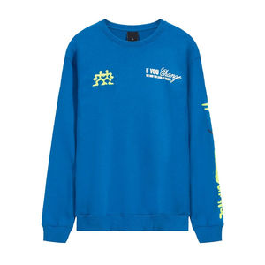 เสื้อสเวตเตอร์คอกลมเปิดไหล่สำหรับผู้ชายพิมพ์ลายสำหรับทุกฤดูหนาวพร้อมเทคนิคการปะติด - Product Image 1